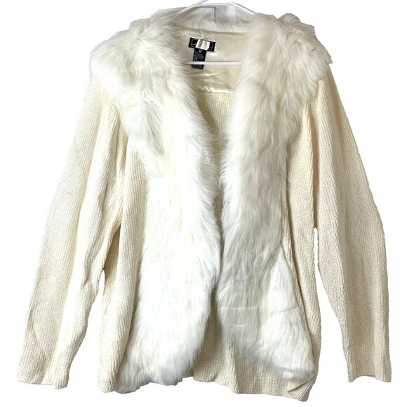 Lisa International Faux Fur Sweater 2X Cream Mob Boss Wife Glamorous Formal - Picture 1 of 11